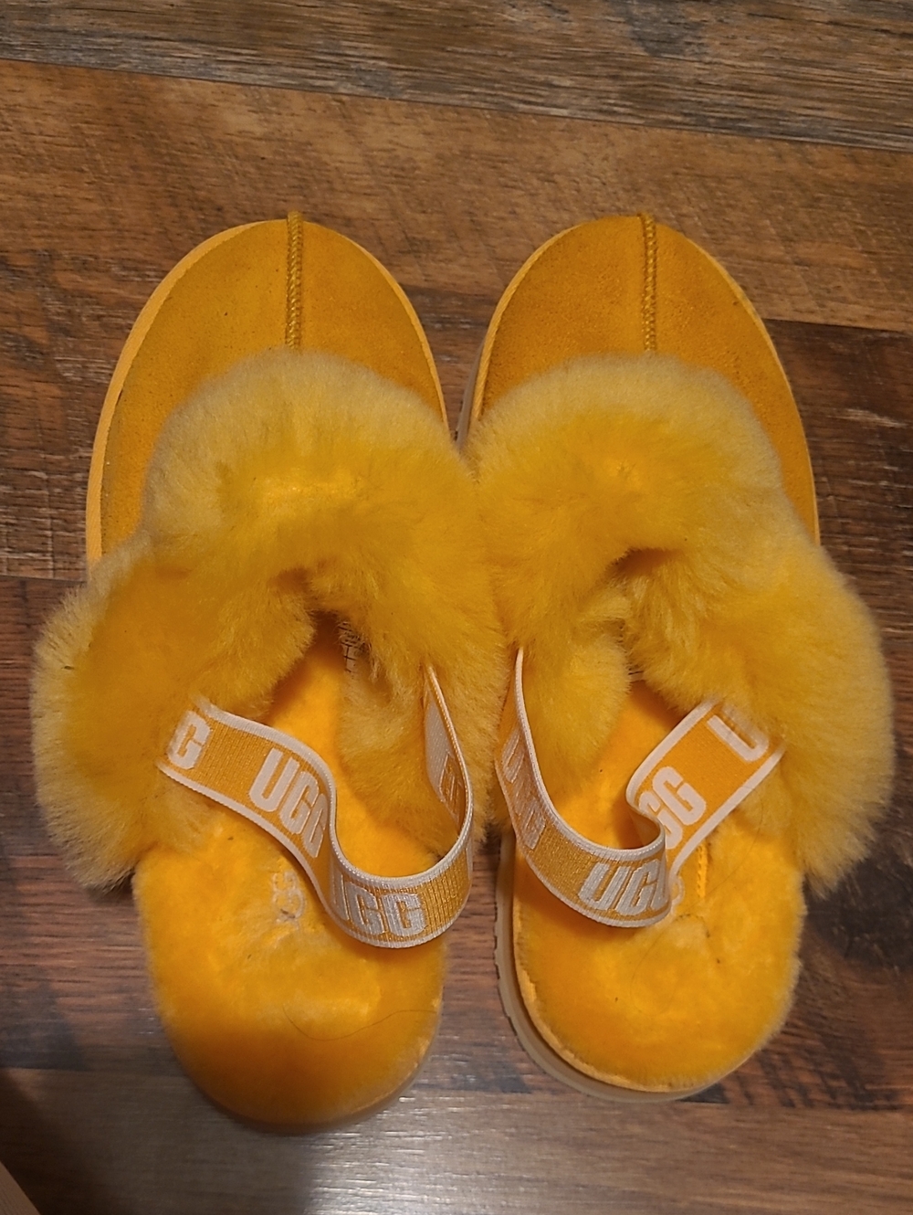 UGG Orange Funkette Shearling Slide Sandals